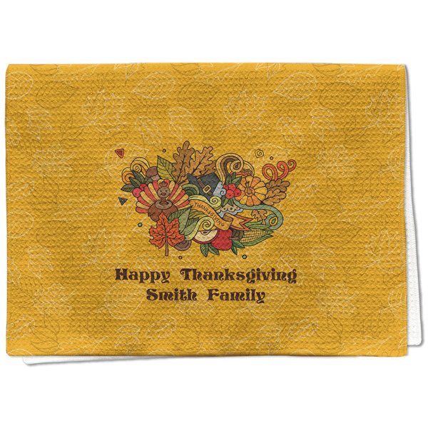 Custom Happy Thanksgiving Kitchen Towel - Waffle Weave (Personalized)