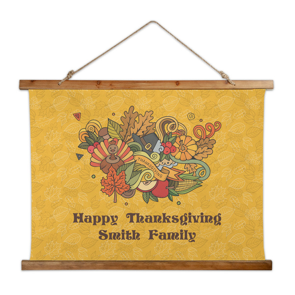 Custom Happy Thanksgiving Wall Hanging Tapestry - Wide (Personalized)