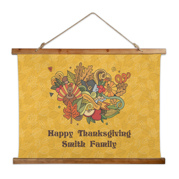 Custom Happy Thanksgiving Wall Hanging Tapestry - Wide (Personalized)