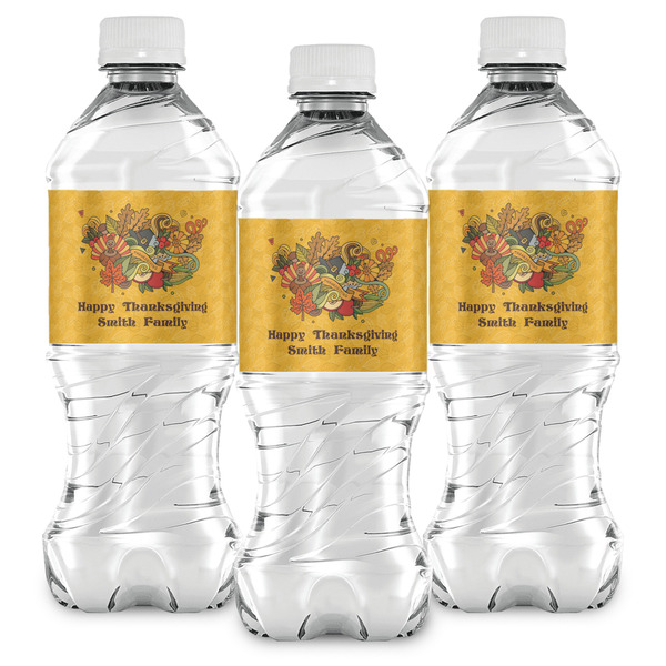 Happy Thanksgiving Water Bottle Labels - Front View