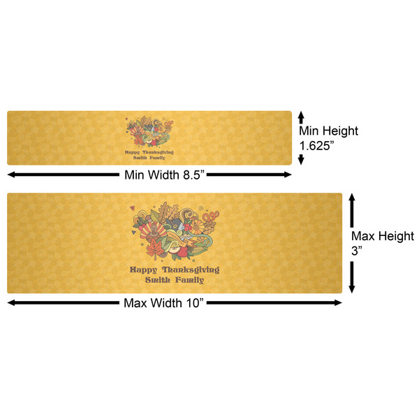 Happy Thanksgiving Water Bottle Labels w/ Dimensions