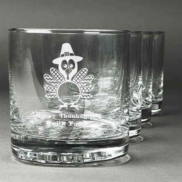 Custom Happy Thanksgiving Whiskey Glasses (Set of 4) (Personalized)