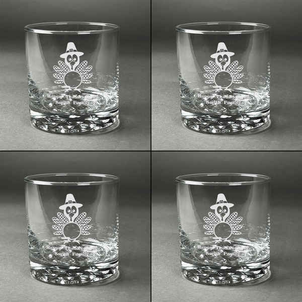 Happy Thanksgiving Whiskey Glasses - Set of 4 all Engraved