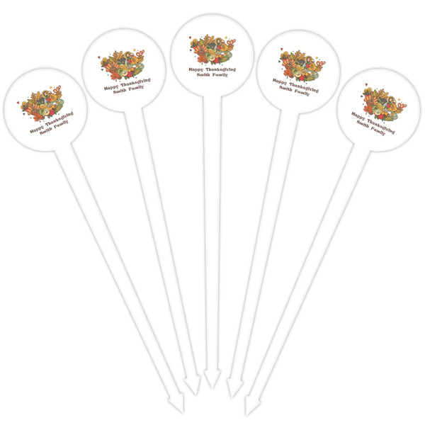 Happy Thanksgiving White Plastic 4" Food Pick - Round - Fan View