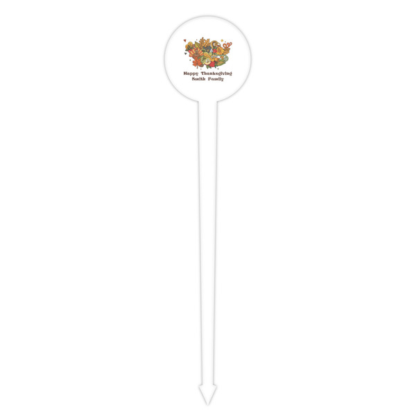 Happy Thanksgiving White Plastic 4" Food Pick - Round - Single Pick