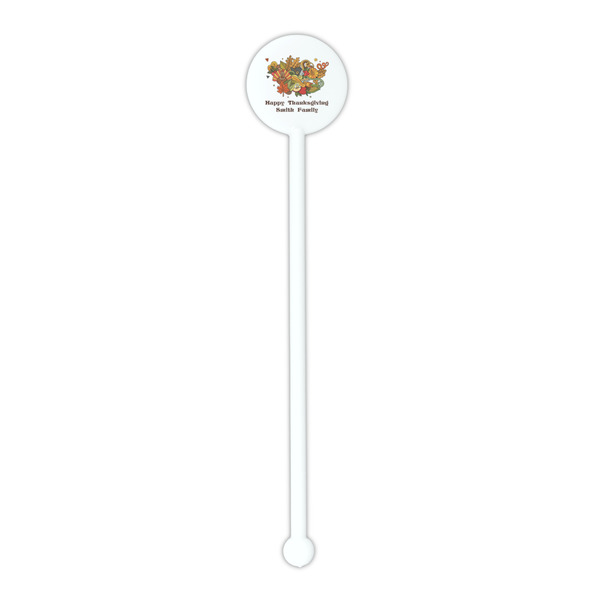 Happy Thanksgiving White Plastic 5.5" Stir Stick - Round - Single Stick