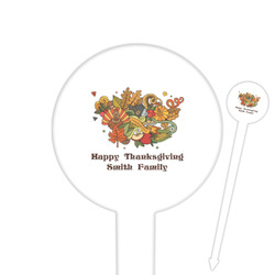 Happy Thanksgiving 6" Round Plastic Food Picks - White - Double Sided (Personalized)