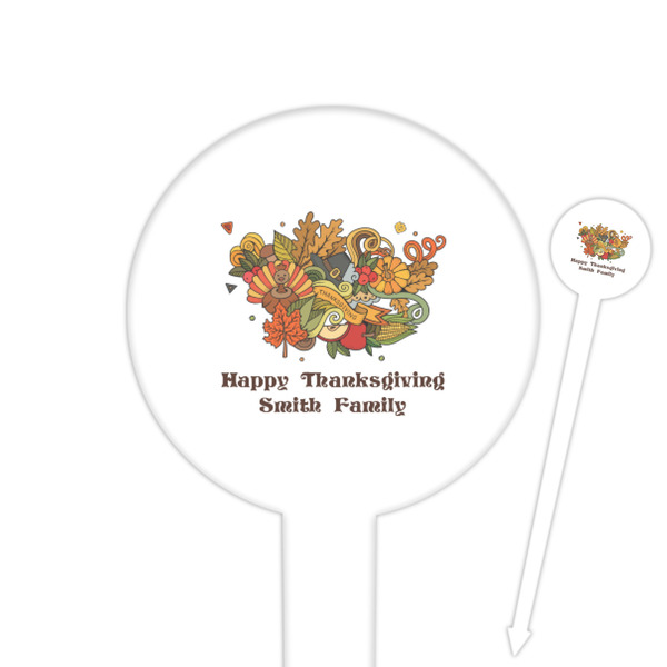 Custom Happy Thanksgiving 6" Round Plastic Food Picks - White - Single Sided (Personalized)
