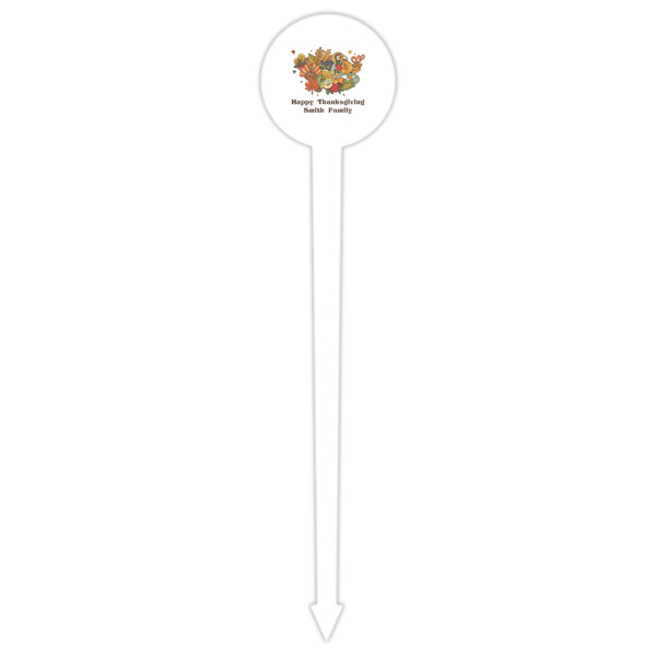 Happy Thanksgiving White Plastic 6" Food Pick - Round - Single Pick