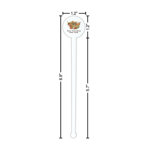 Happy Thanksgiving White Plastic 7" Stir Stick - Round - Dimensions