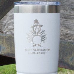 Happy Thanksgiving 20 oz Stainless Steel Tumbler - White - Single Sided (Personalized)