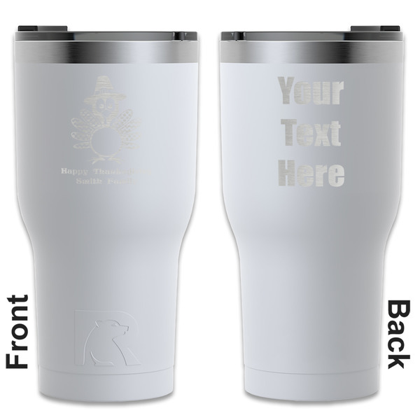 Custom Happy Thanksgiving RTIC Tumbler - White - Engraved Front & Back (Personalized)