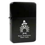 Happy Thanksgiving Windproof Lighter - Black - Single Sided & Lid Engraved (Personalized)