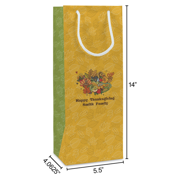 Happy Thanksgiving Wine Gift Bag - Dimensions