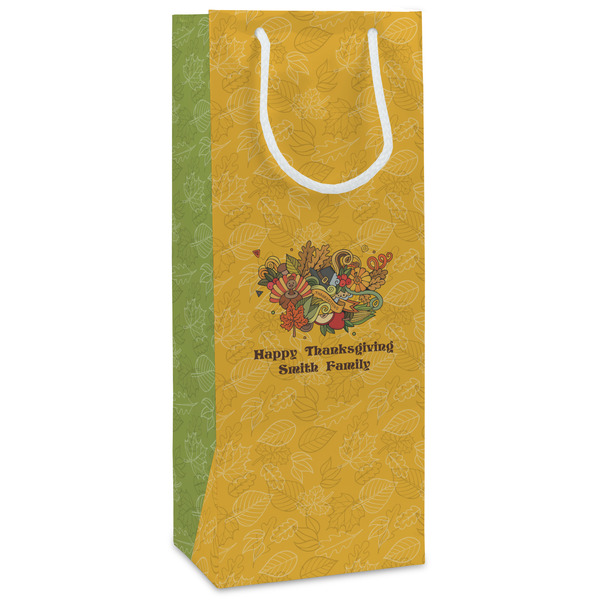 Custom Happy Thanksgiving Wine Gift Bags - Gloss (Personalized)