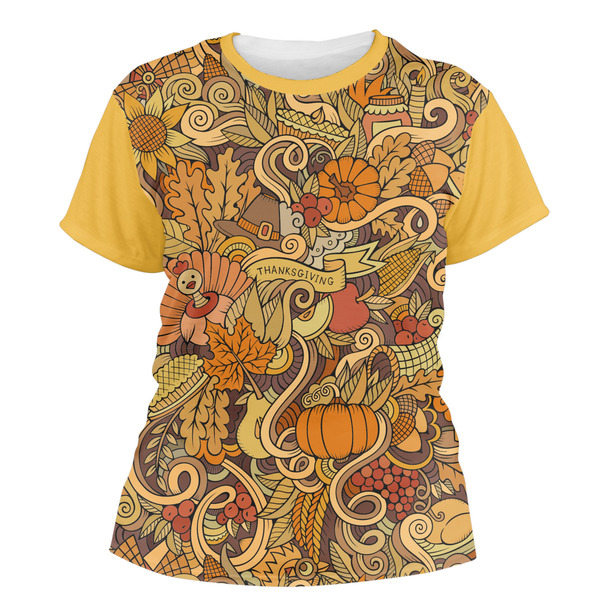 Custom Happy Thanksgiving Women's Crew T-Shirt - X Large