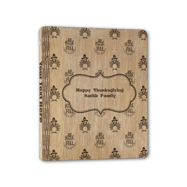 Custom Happy Thanksgiving Wood 3-Ring Binder - 1" Half-Letter Size (Personalized)