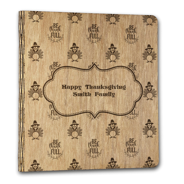 Custom Happy Thanksgiving Wood 3-Ring Binder - 1" Letter Size (Personalized)