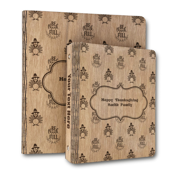 Custom Happy Thanksgiving Wood 3-Ring Binder (Personalized)