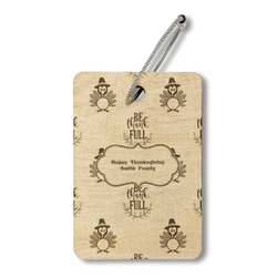 Happy Thanksgiving Wood Luggage Tag - Rectangle (Personalized)
