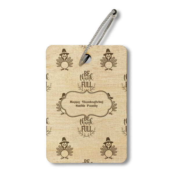 Custom Happy Thanksgiving Wood Luggage Tag - Rectangle (Personalized)