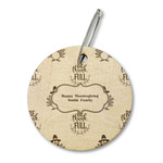 Happy Thanksgiving Wood Luggage Tag - Round (Personalized)