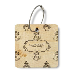 Happy Thanksgiving Wood Luggage Tag - Square (Personalized)