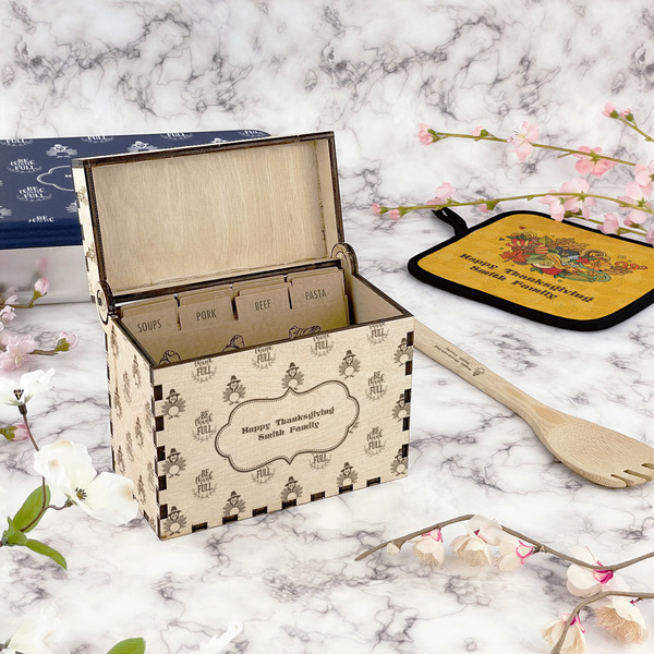Happy Thanksgiving Wood Recipe Boxes - Lifestyle