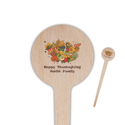 Happy Thanksgiving 4" Round Wooden Food Picks - Double Sided (Personalized)