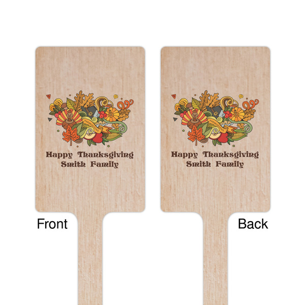 Happy Thanksgiving Wooden 6.25" Stir Stick - Rectangular - Double Sided - Front & Back