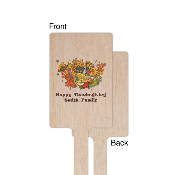 Happy Thanksgiving Wooden 6.25" Stir Stick - Rectangular - Single - Front & Back