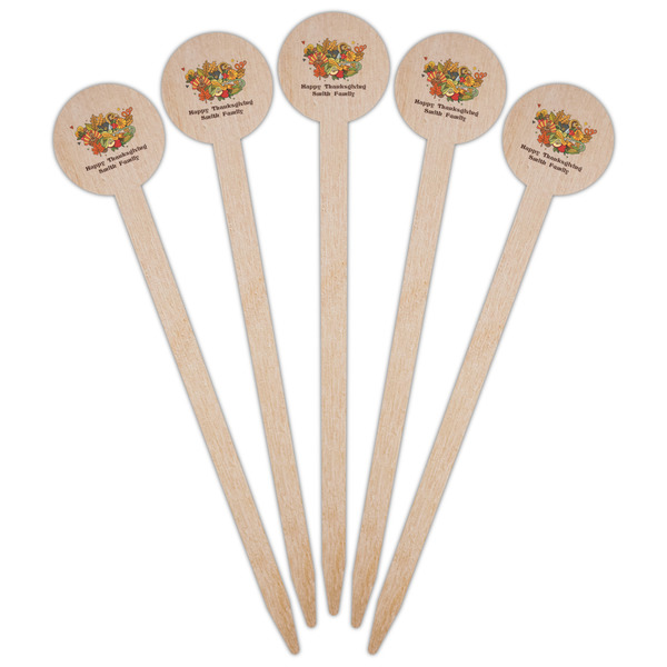 Happy Thanksgiving Wooden 6" Food Pick - Round - Fan View