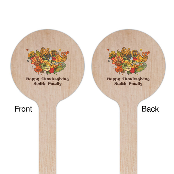 Happy Thanksgiving Wooden 6" Stir Stick - Round - Double Sided - Front & Back