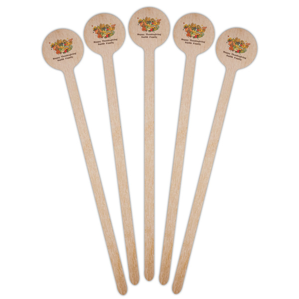 Happy Thanksgiving Wooden 6" Stir Stick - Round - Fan View