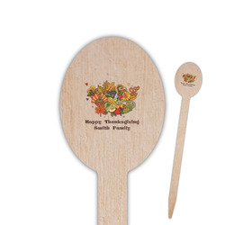 Happy Thanksgiving Oval Wooden Food Picks - Single Sided (Personalized)
