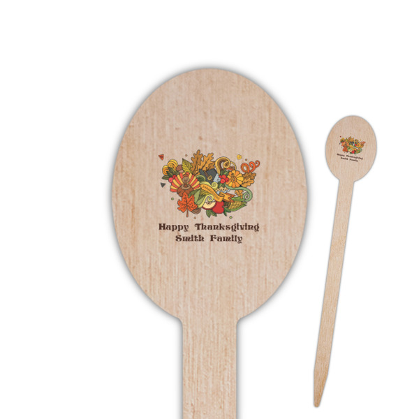 Custom Happy Thanksgiving Oval Wooden Food Picks - Single Sided (Personalized)