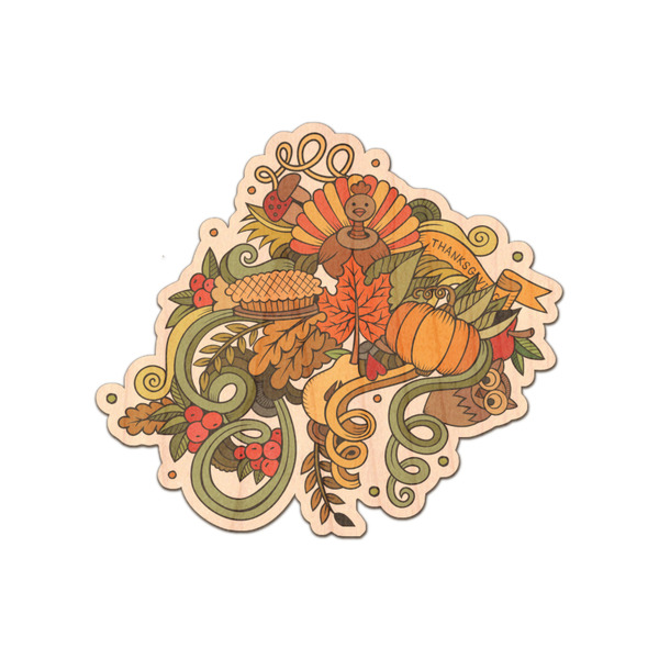 Custom Happy Thanksgiving Genuine Maple or Cherry Wood Sticker