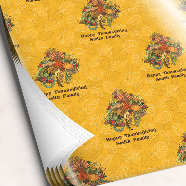 Custom Happy Thanksgiving Wrapping Paper Sheets - Single-Sided - 20" x 28" (Personalized)