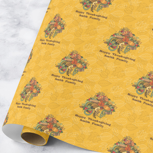 Custom Happy Thanksgiving Wrapping Paper Roll - Large (Personalized)
