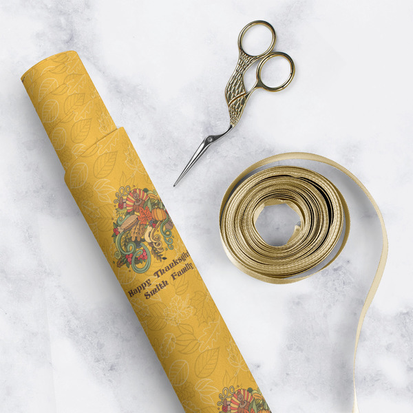 Happy Thanksgiving Wrapping Paper Roll - Matte - In Context
