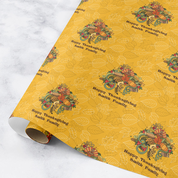 Custom Happy Thanksgiving Wrapping Paper Roll - Medium (Personalized)