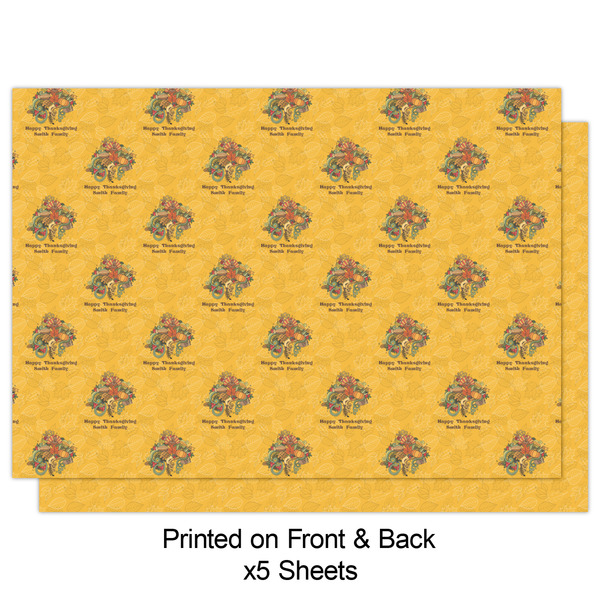 Happy Thanksgiving Wrapping Paper Sheet - Double Sided - Front