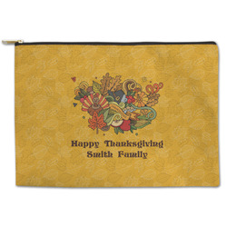 Happy Thanksgiving Zipper Pouch - Large - 12.5"x8.5" (Personalized)