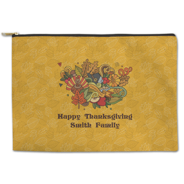 Custom Happy Thanksgiving Zipper Pouch - Large - 12.5"x8.5" (Personalized)