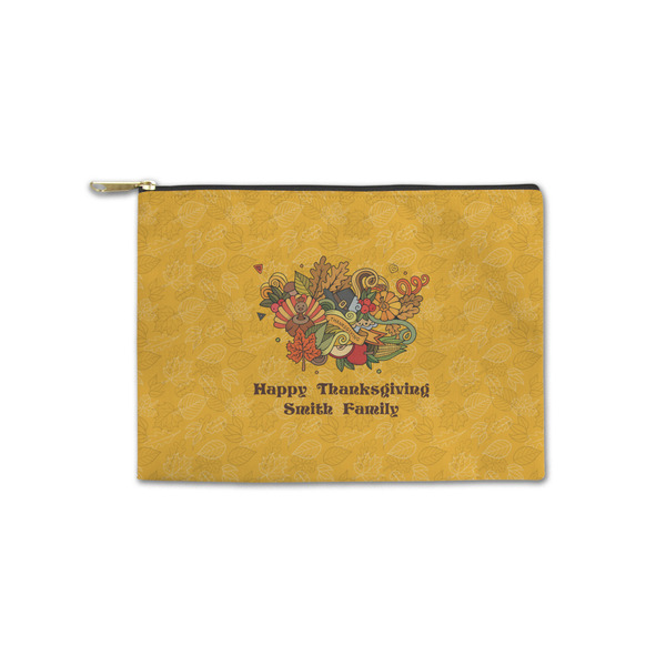 Custom Happy Thanksgiving Zipper Pouch - Small - 8.5"x6" (Personalized)