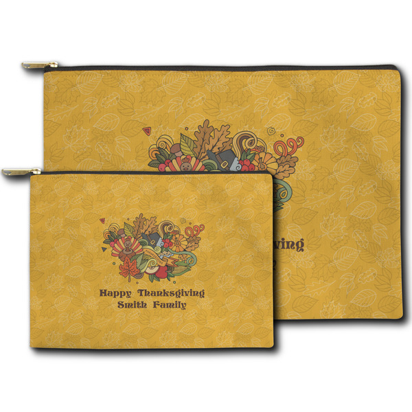 Happy Thanksgiving Zippered Pouches - Size Comparison
