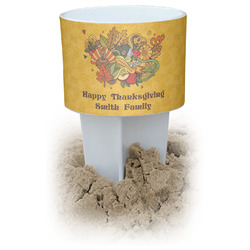 Happy Thanksgiving White Beach Spiker Drink Holder (Personalized)