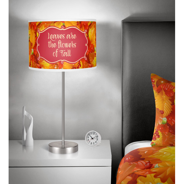 Fall Leaves 13 inch drum lamp shade - in room