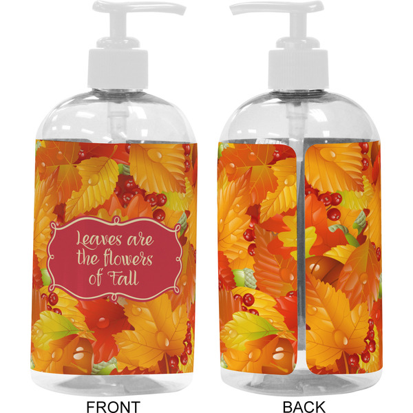 Fall Leaves 16 oz Plastic Liquid Dispenser- Approval- White