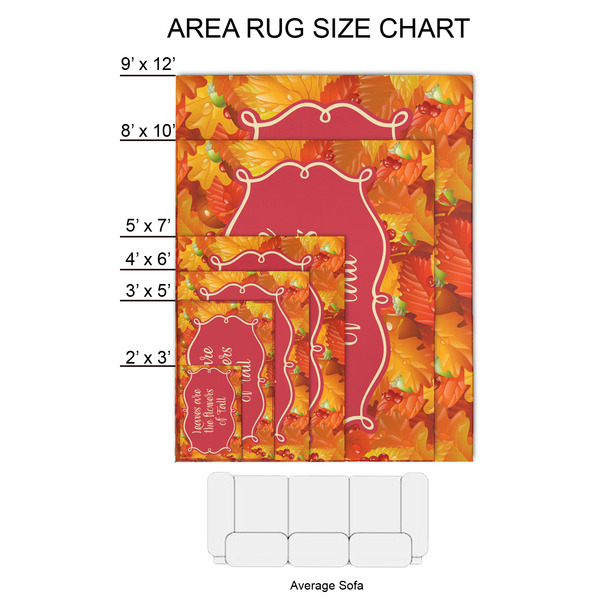 Fall Leaves 2'x3' Indoor Area Rugs - Size Chart